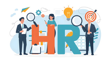 Colorful HR Illustration with Engaging Characters