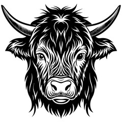 Hand drawn vector illustration of a cute yak face in a flower crown, with lettering quote Spring Is Here. Isolated objects on white. Scandinavian style flat design.