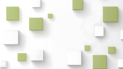 Abstract 3D Green and White Cubes Background