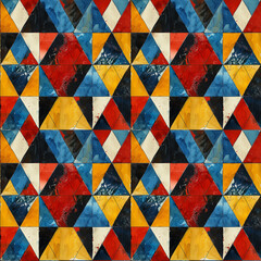 Vibrant geometric pattern of colorful triangular shapes in abstract design