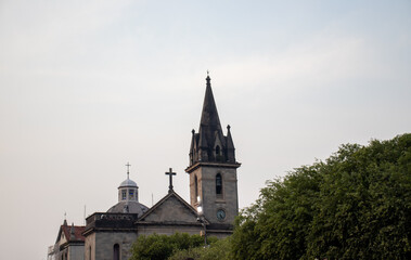 Obraz premium Church tower in the city of Manaus Amazonas Brazil at sunset