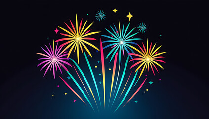 Naklejka premium beautiful colorful fireworks lighting dark sky celebrations like new year