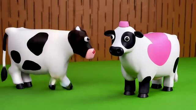 Joyful cow roll near other cow 