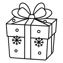 Christmas Gift with Snowflake Wrapping - Vector Art