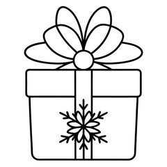 Christmas Gift with Snowflake Wrapping - Vector Art