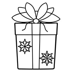 Christmas Gift with Snowflake Wrapping - Vector Art