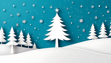 Obraz premium christmas tree surrounded beautiful snowfall creating peaceful winter scene