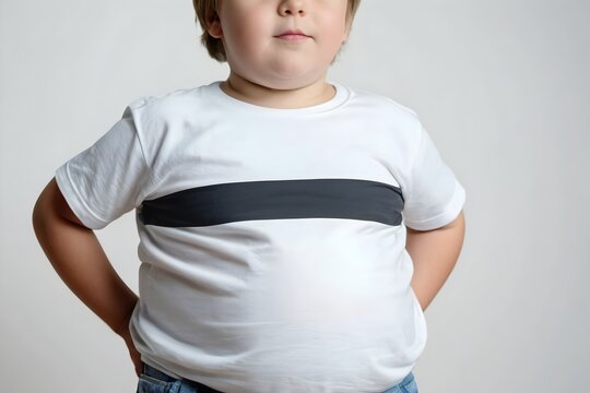 Overweight young boy symbolizing childhood obesity, poor dietary habits, and the consequences of unhealthy nutrition choices