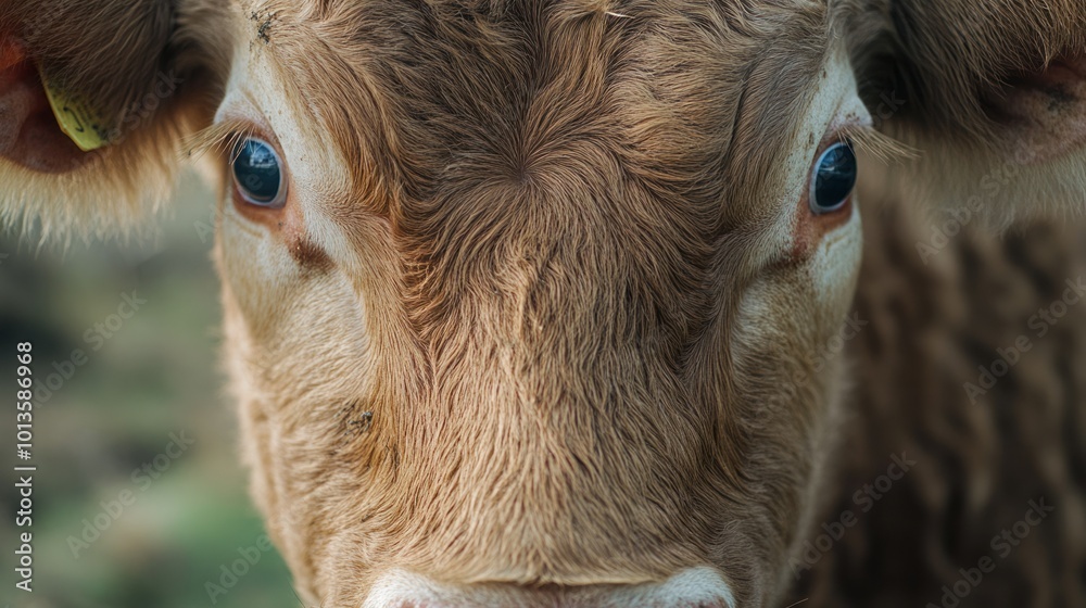 Canvas Prints Close-up of a Cow's Face with Large Blue Eyes