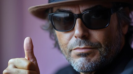 Casual Style with Sunglasses and Thumbs Up Gesture