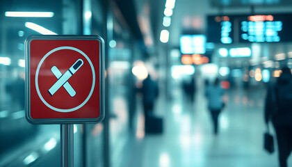 No smoking sign in a modern airport terminal  design