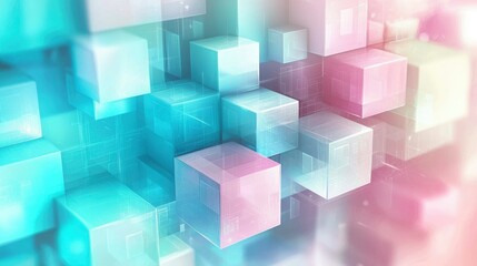 Obraz premium Abstract Composition of Interlocking Pastel Cubes with Translucent Textures