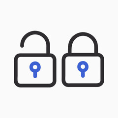 Open and Closed Padlock Icons for Security Concepts.