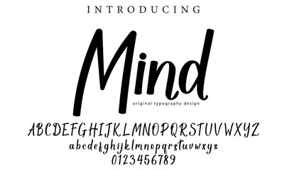 Mind Font Stylish brush painted an uppercase vector letters, alphabet, typeface