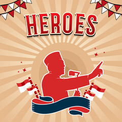 heroes indonesia day poster social media template design