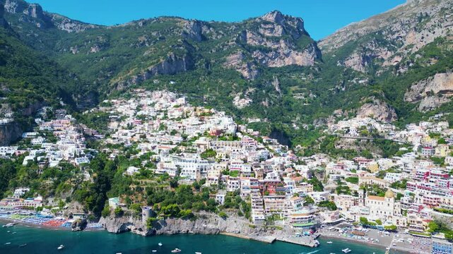 Aerial view of the Italian town Positano