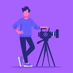 cartoon illustration of videographer