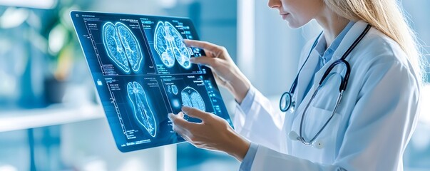 Doctor Explaining Medical Results Using Augmented Reality Interface and Holographic Charts