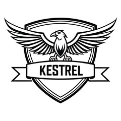 silhouette kestrel Line art illustration design of small bird of prey template 