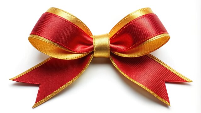 Isolated red and gold ribbon bow symbolizing support and awareness for Neonatal Alloimmune Thrombocytopenia, a rare pregnancy complication affecting newborn babies.