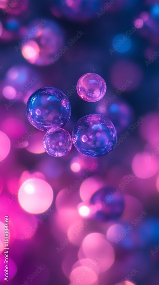 Poster colorful abstract bubbles with bokeh background