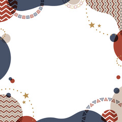 ポップなデザインの背景フレーム、冬のイメージのデコレーション、クリスマスカラー、正方形サイズ