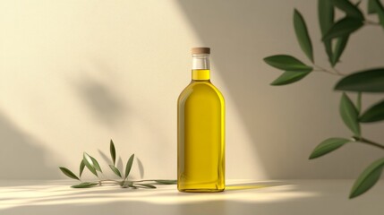 Minimalist Olive Oil Bottle in Natural Setting