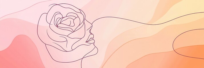 This artwork features an elegant rose petal that seamlessly blends into a woman's facial outline, creating a harmonious design. Generative AI