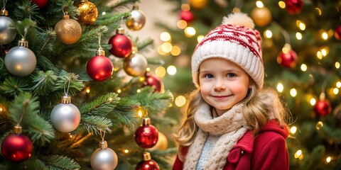 Girl in front of a christmas tree	