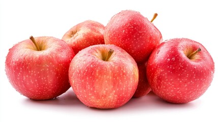 Fresh Red Apples on White Background, Healthy Fruit, Vitamins, Diet Food.