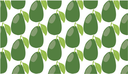 Seamless pattern with avocado fruit on a yellow background. Vector illustration. Cartoon style. Vector illustration for needs of various food designs