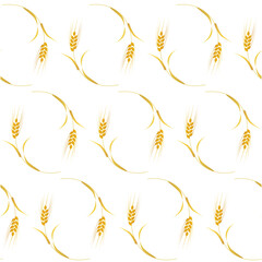 Seamless pattern of golden barley ears