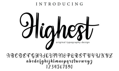 Highest Font Stylish brush painted an uppercase vector letters, alphabet, typeface