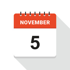 November 5 Calendar Date icon