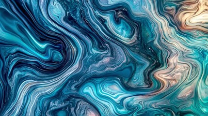 Obraz premium Abstract Swirling Pattern of Blue and Brown Paint