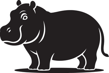 silhouette hippo vector art illustration