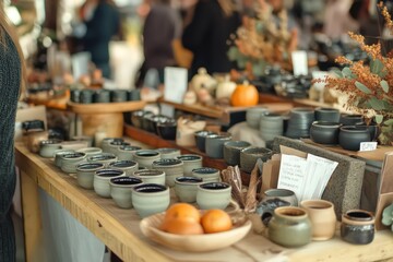 A Thanksgiving-themed craft fair with handmade goods. 