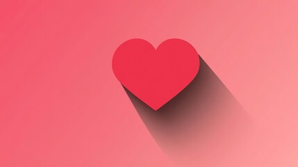 A red heart on a pink and white gradient background with a long shadow.