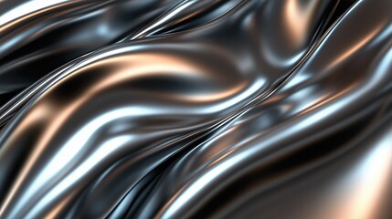 Flowing metallic texture with graceful waves creating an abstract and modern shiny pattern on the surface.
