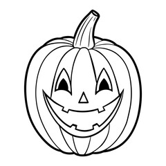 Halloween carved face pumpkin. Hand drawn sketch. Halloween pumpkin card