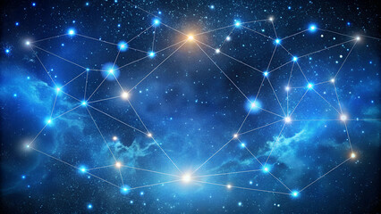 Digital starry sky with luminous connections for astronomy and space exploration concept
