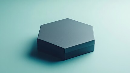 Black hexagonal box on a blue background. This image is perfect for presenting your product or brand.