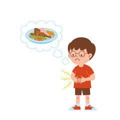 A hungry boy with rumbling tummy