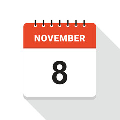 November 8 Calendar Date icon