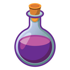 Magic Potion Bottle Isolated on White Background. Vector Illustration in Cartoon Style.