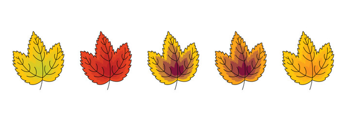 Colorful Gradient Fall Leaves Set: Hand Drawn Vector Foliage Illustrations For Seasonal Design