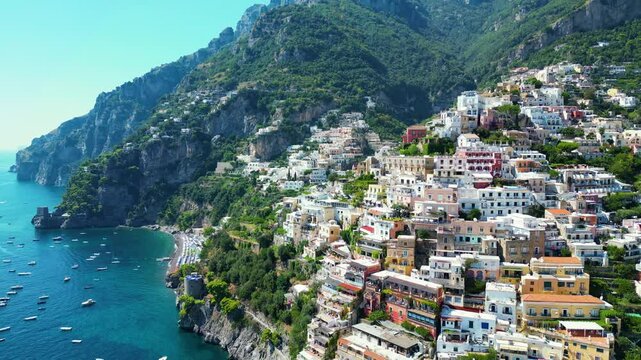 Colorful cascades houses in Positano, Italian architecture