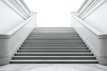 Elegant marble staircase leading to a bright, spacious landing in a contemporary building design