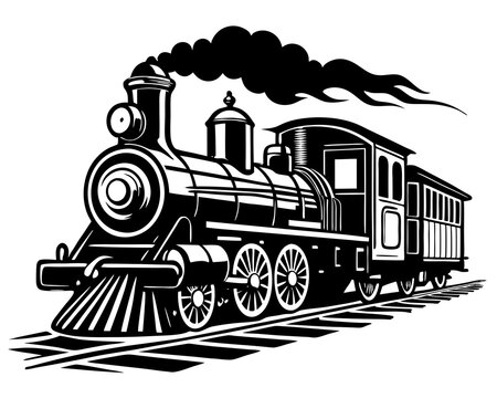 recommend clip art: Silhouette of Vintage Steam Train Vector