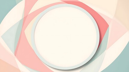 Abstract geometric background with a circular frame in pastel colors.